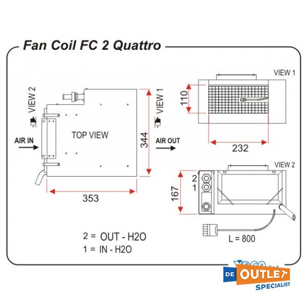 Climma 2000 BTU FC2 Quattro fan coil / air handler 230V