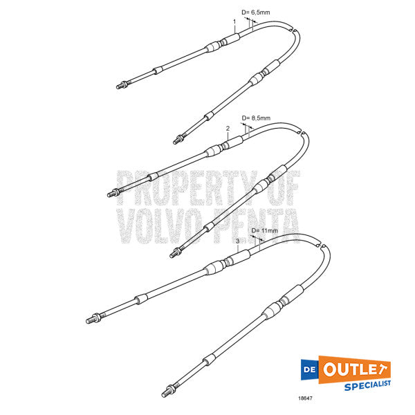 Volvo Penta engine controller cable / throttle cable 6m - 1140191
