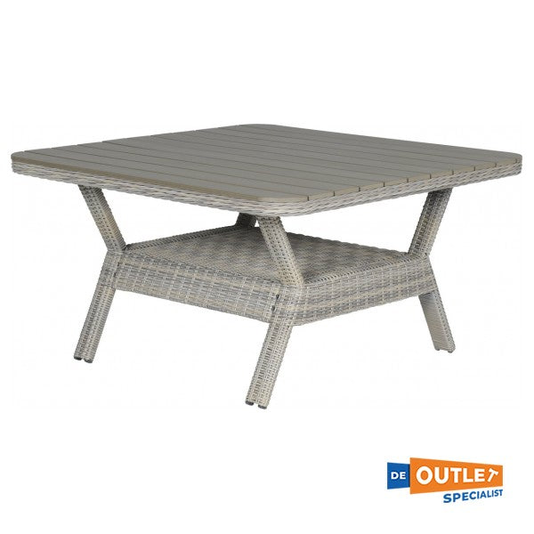 Garden Impressions Milwaukee 4-persoons wicker tuintafel grijs 126 x 126 x 70