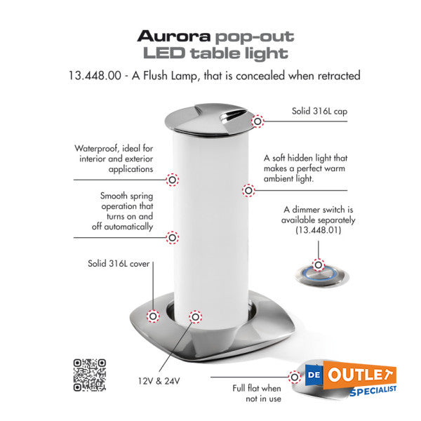 Osculati Aurora LED pop-out table light 12/24V - 13.448.06