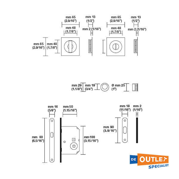 Valli e Valli K1230 conjunto de portas com fecho de correr cromado