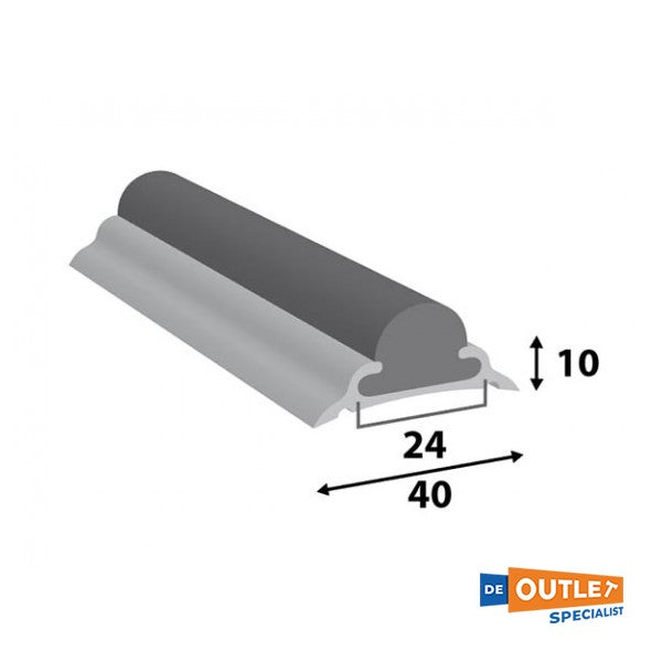 Aluminium stootlijst profiel 40 x 10 mm - 3600 mm