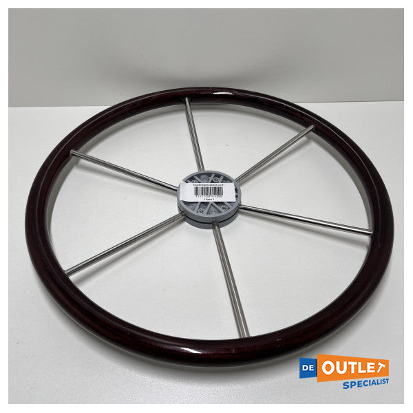 Stazo タイプ17 6スポークステンレススチールステアリングホイール、チーク材 54cm - 1599