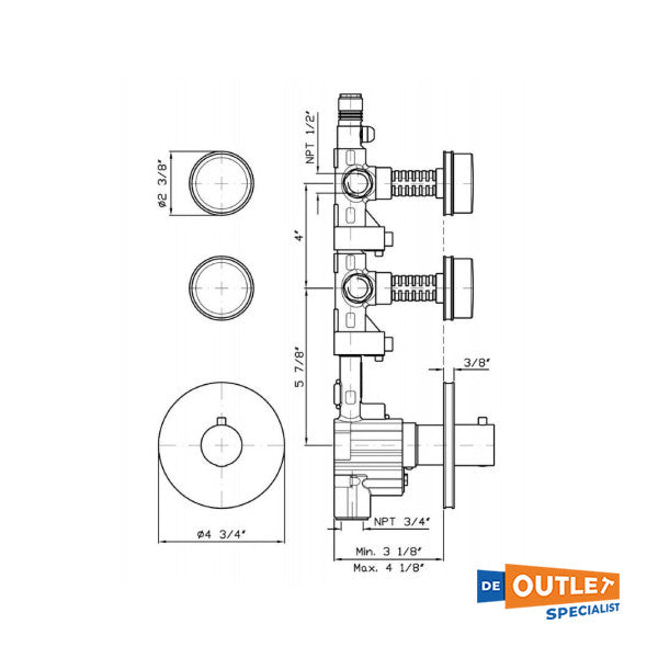 Zucchetti Savoir Termostat Mixer Mixer Ugrađeni -in tuš - ZSV091.CC