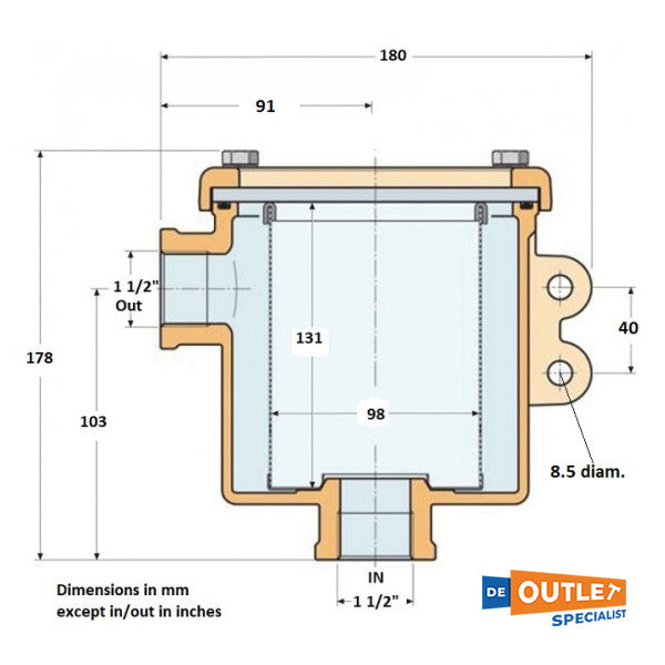 Guidi råvandsfilter nikkelbronze 1 1/5 tomme - 1162#220008