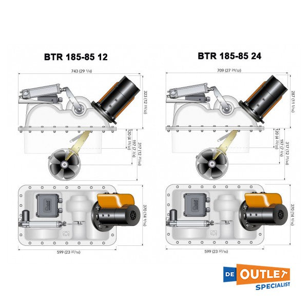 Quick BTR 105 KGF / 24V retractable boegschroef 185 mm