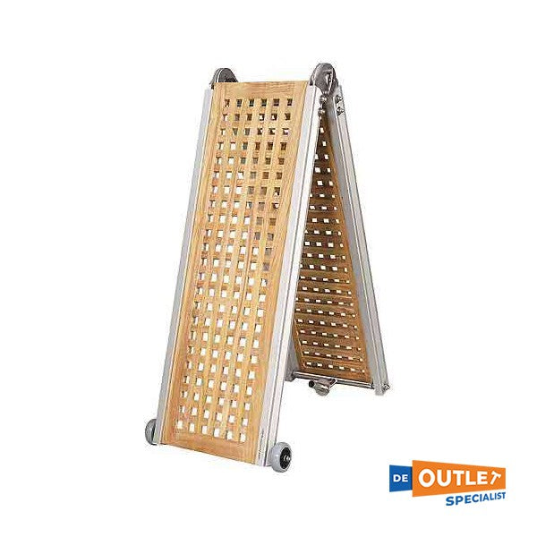 Bieden Aluminium Inklapbare Loopplank Teak 2 5 Meter 17 KG Met Handrail bieden-aluminium-inklapbare-loopplank-teak-2-5-meter-17-kg-met-handrail