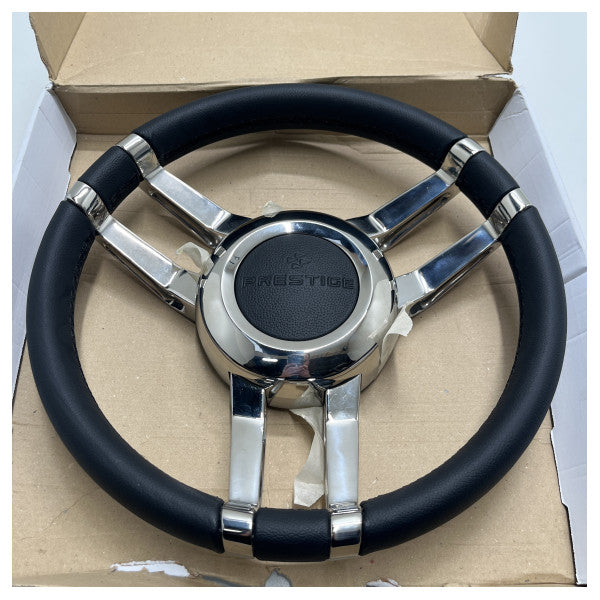 Isotta Carlotta stainless steel 3-spoke steering wheel black 350 mm