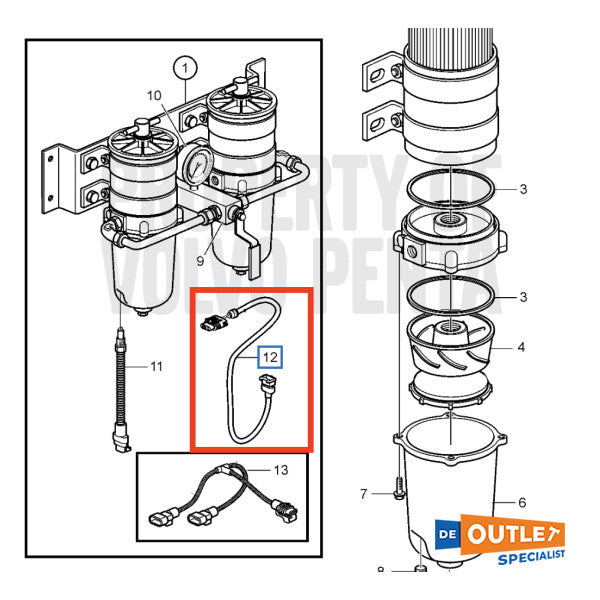 Volvo Penta Fuel Sensor extension cable 5 meter - 21415883