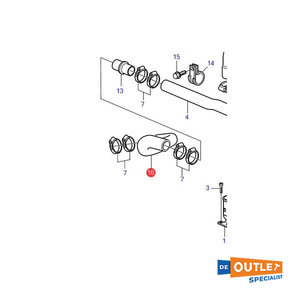 Volvo Penta D3 Kühlsystemschlauch schwarz - 22371852