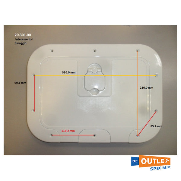 Osculati White inspection hatch anti-slip sufrace 280 x 380 mm - 20.301.00