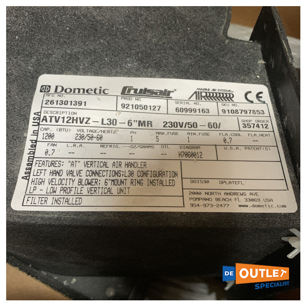 Dometic ATV12HVZ 12000 BTU χειριστής θαλάσσιου αέρα 230V - 261301391