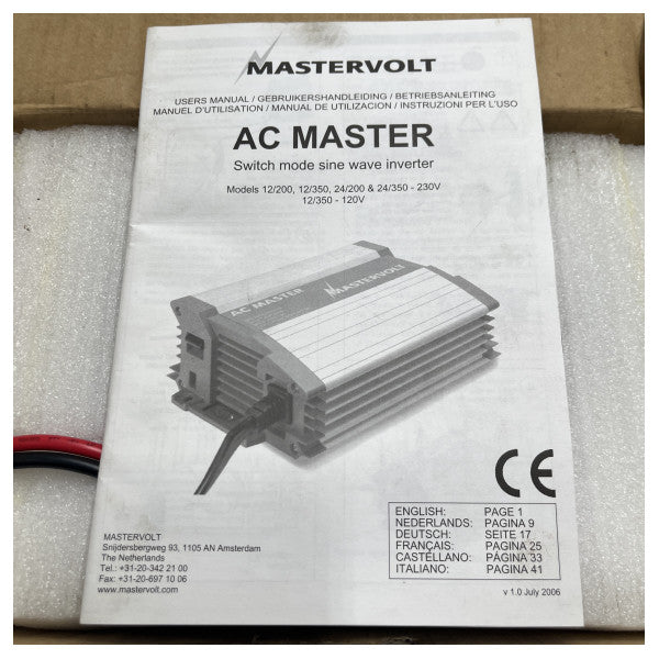 Mastervolt AC Master 12V - 200W Invertisseur Sinus - 28010200