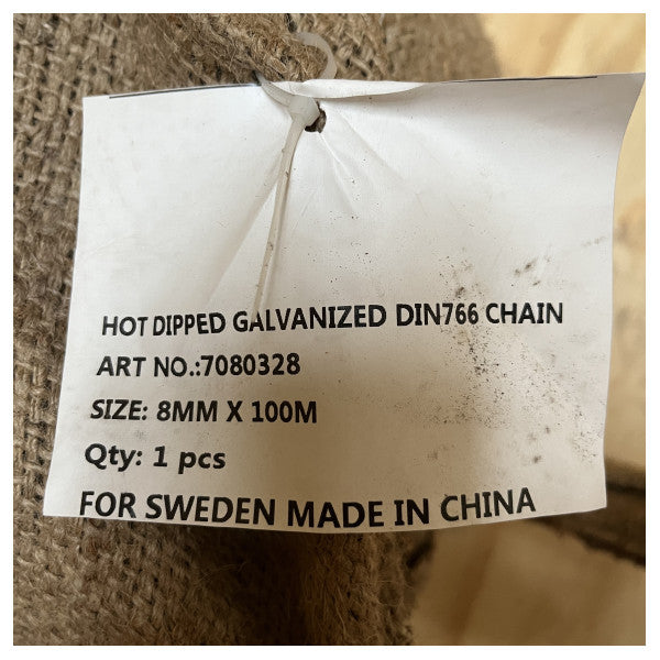 Galvanised anchor chain 8 mm - 100 meter - 7080328