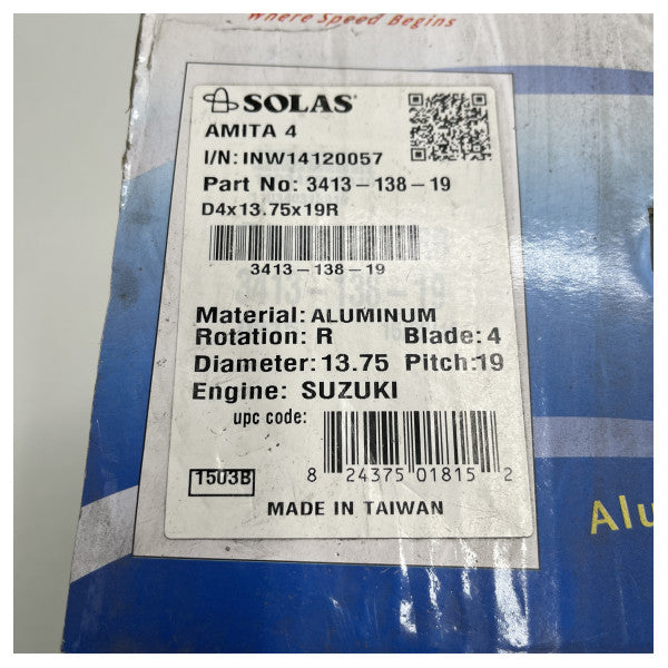 SOLAS AMITA 4 ALUMINIO 4-HOJA DEL ALUMINUS 13.75 x 19 R-3413-138-19