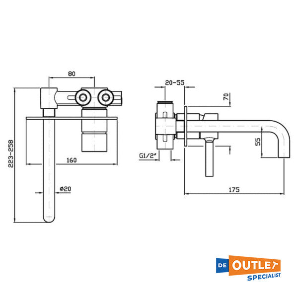 Zucchetti stainless steel wall-mount mixer tab  - ZP6032