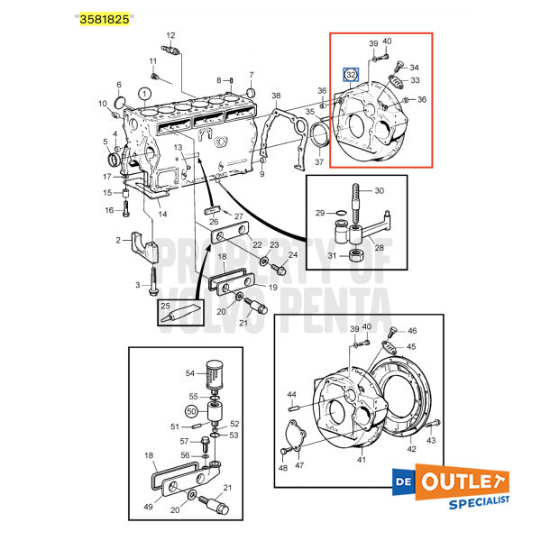 Volvo Penta TAMD31M vliegwielhuis used - 3581825