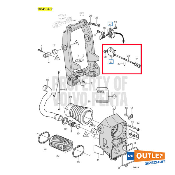 Volvo Penta engine trim sterndrive sensor - 3841840 - 21484383