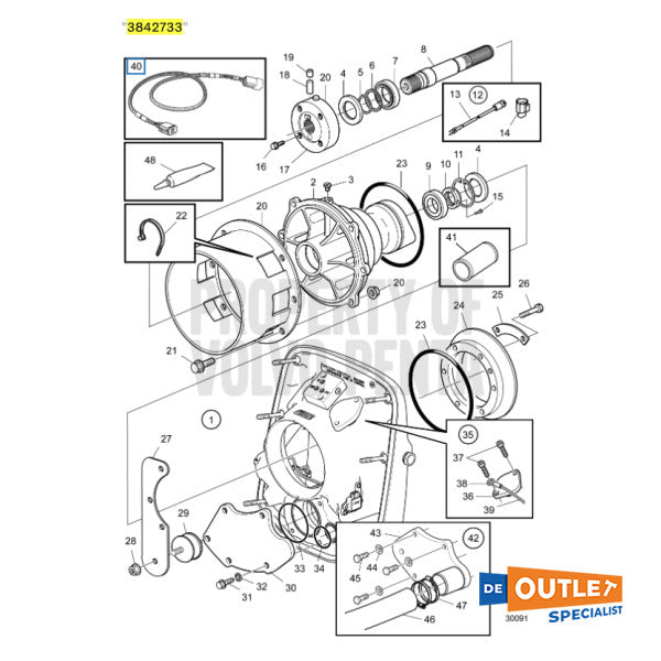 Volvo Penta Krikaskit extension cable - 3842733