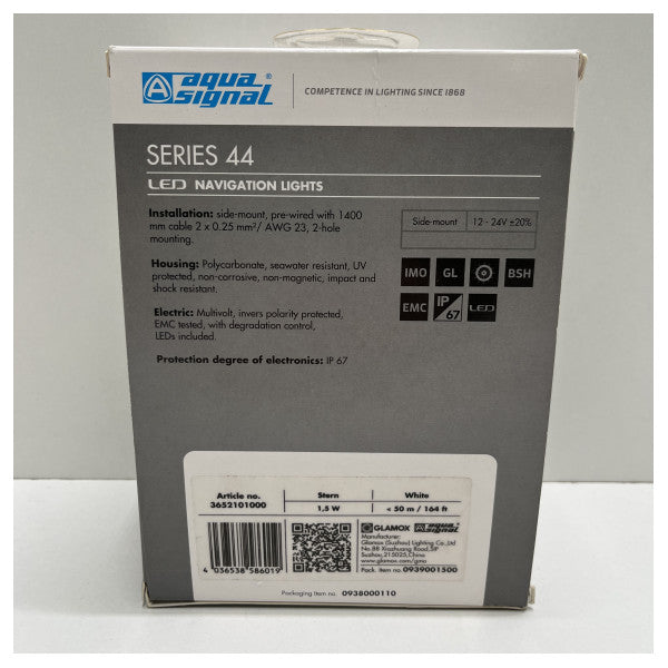 Кормовий світлодіодний навігаційний ліхтар Aqua Signal серії 44 білий 12/24В - 3652101000