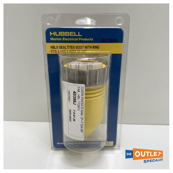 Hubbel HBL77CM15X 50A walstroom plug cover geel