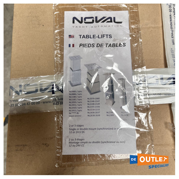 Noval electric table 3-part pedestal stainless steel - NL2417