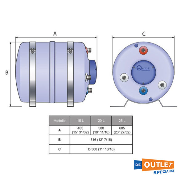 Quick B3 20L 1200W boiler 230V - FLB32005S000A00