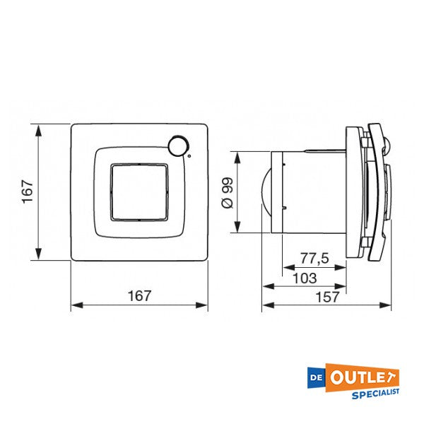 Soler silent douche en toilet ventilator wit met sensor 230V