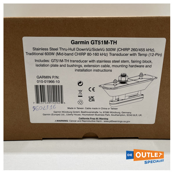 Garmin GT51-TH Chirp Down - Side view transducer - 010-01966-10