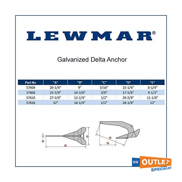 Lewmar Delta 6 KG galvaniserat ankare - 0057406