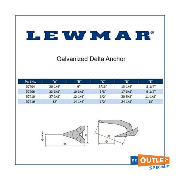 Lewmar Delta 6 KG gegalvaniseerd anker - 0057406