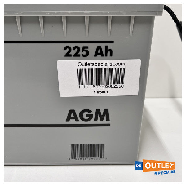 Bateria AGM sem manutenção Mastervolt 12V - 225 Ah cinzenta - 62002250