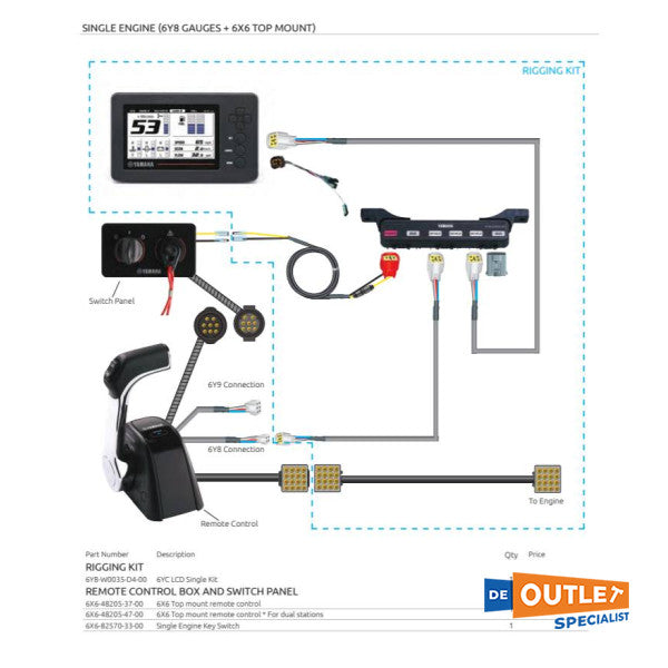 ياماها 6X6-8257070-34-00 لوحة تشغيل/إيقاف المحرك بسلك تشغيل/إيقاف المحرك