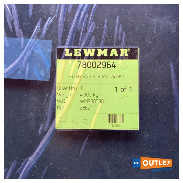 Lewmar PYI D3 hatch glass - 78002964