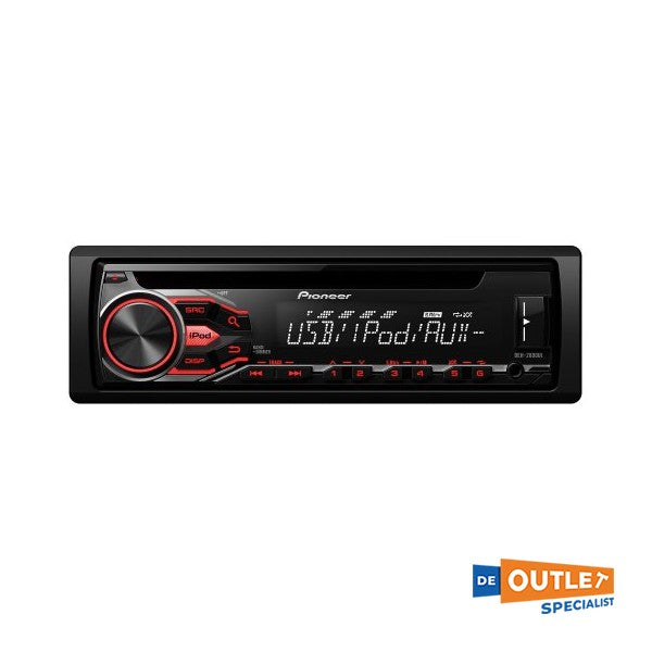 Pioneer DEH-2800I autoradio - DIN/USB/CD rood