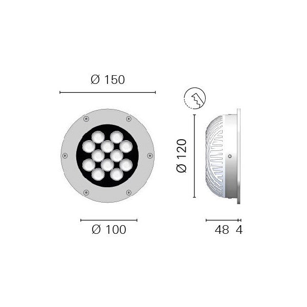 Foresti Suardi 8800.C 3200K lampa pokładowa LED ze stali nierdzewnej