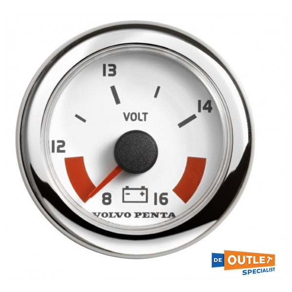 Volvo Penta Voltmeter 8-16V White 52 mm - 881658