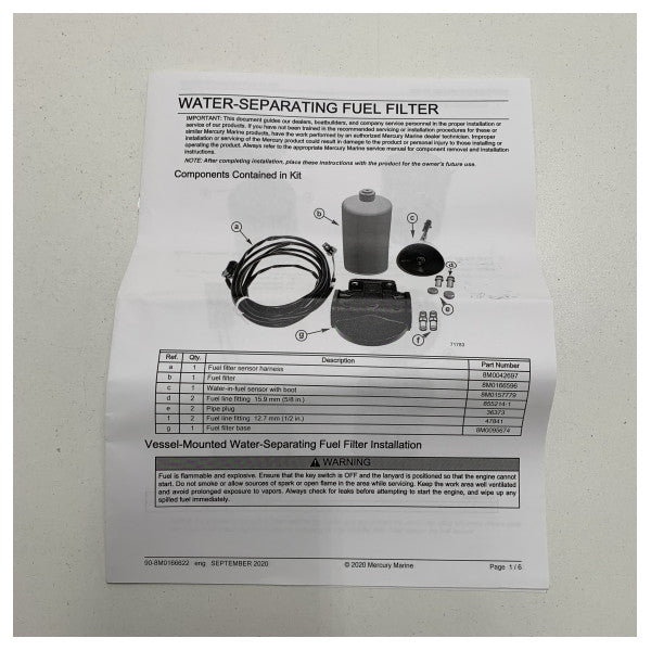 Mercury Mercruiser fuel filter | water separator kit - 8M0166540