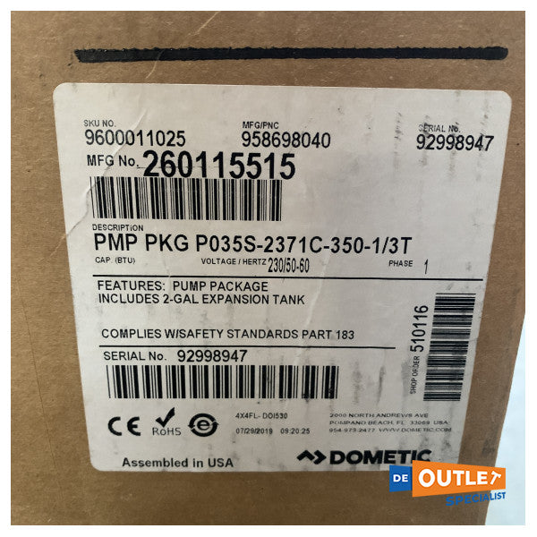 Dometic PMP PKG P035S-2371C aircon pump 230V - 9600011025