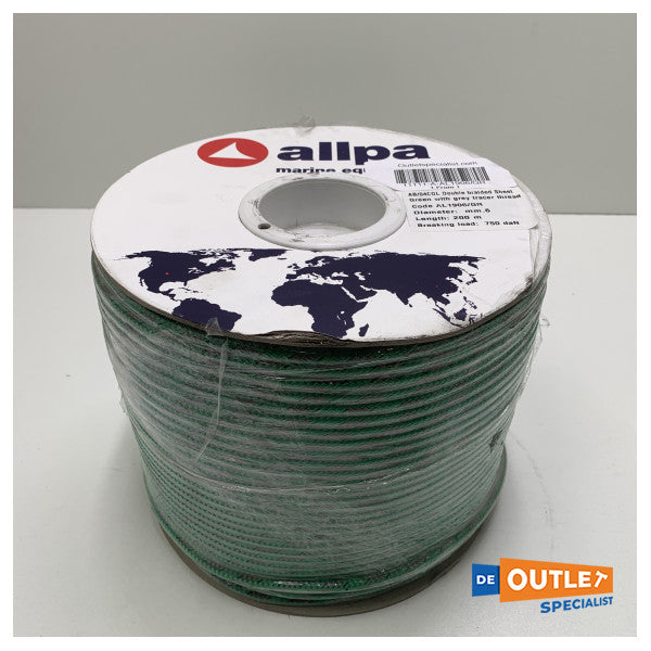 Ρολό Allpa Allcord διπλής πλεκτής γραμμής 6 mm πράσινο 200 m - AL1906/GR