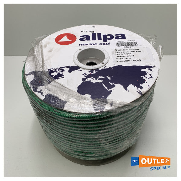 Rolo de linha dupla entrançada Allpa Allcord 12 mm verde 200 mm - AL1912/GR