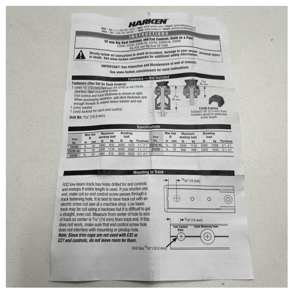 حزم مزدوج للتحكم في طرف القارب الكبير Harken 32 مم ESP للتحكم في طرف القارب الكبير - E3250