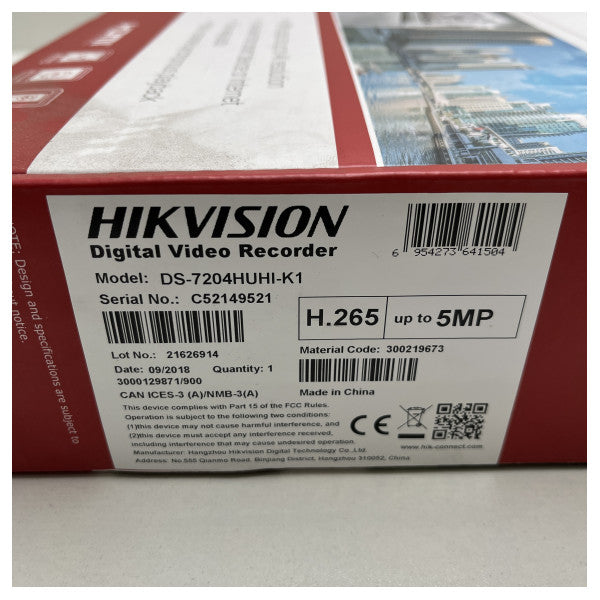 Hikvision CCTV 4-kanaals DVR Recorder DS-7204HUHI-F1