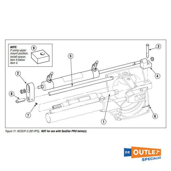 Seastar HC5331-3 hydraulic sterndrive steering cilinder