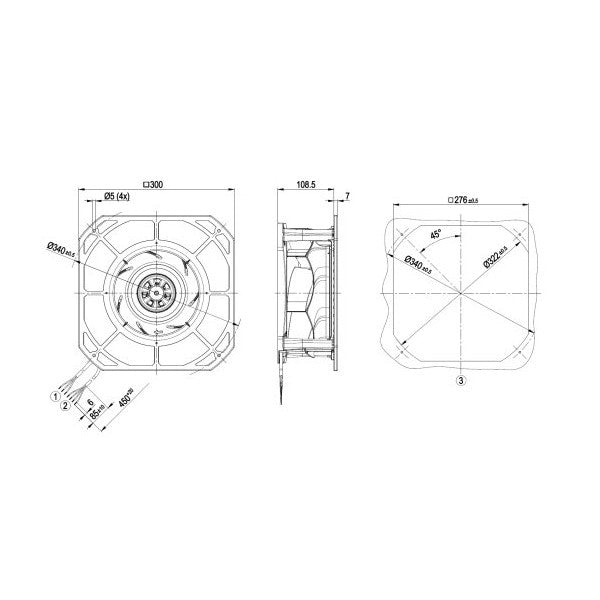 EBM Papst Engine Room Ventilator 230V - K3G250RE0707