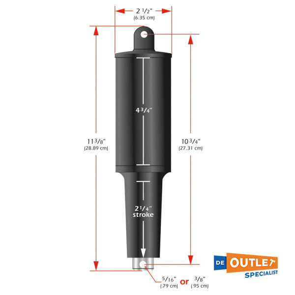 Attuatore trim tab Lenco 24V di ricambio con corsa da 2 1/4 di pollice - 15063-001