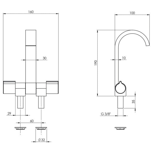 Trem chaud | Tap de levier unique et pliable chrome - N0119160