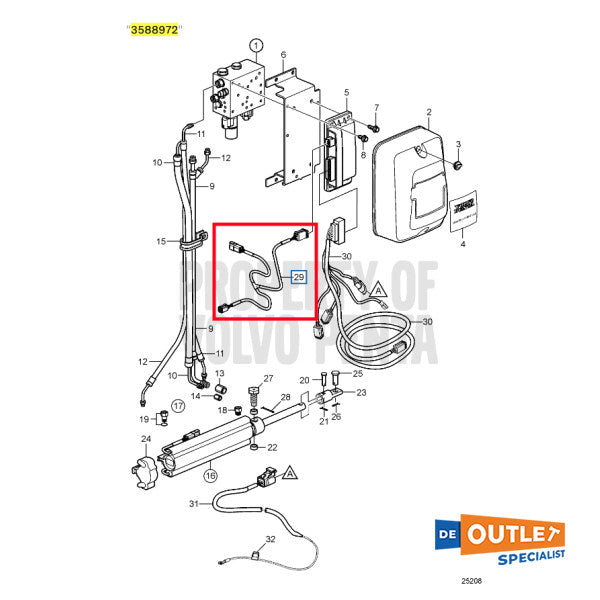 Volvo Penta T-series wiring connection cable - 3588972