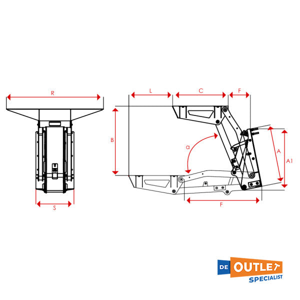 Opacmare 5227 Einarmige hydraulische Hebebühne aus Edelstahl 600 KG 12V