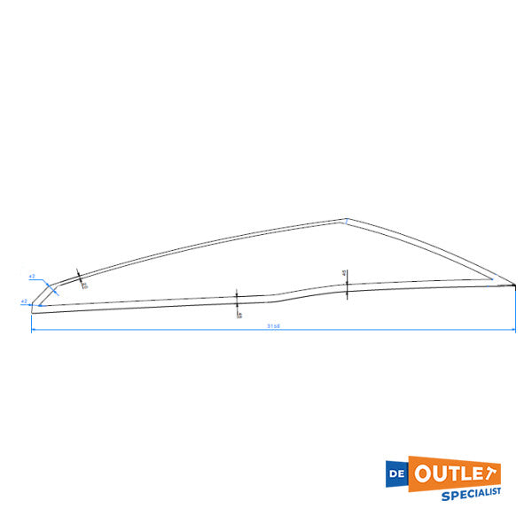 Lewmar Sealine S335 Port Side Glass Window - TBF3390